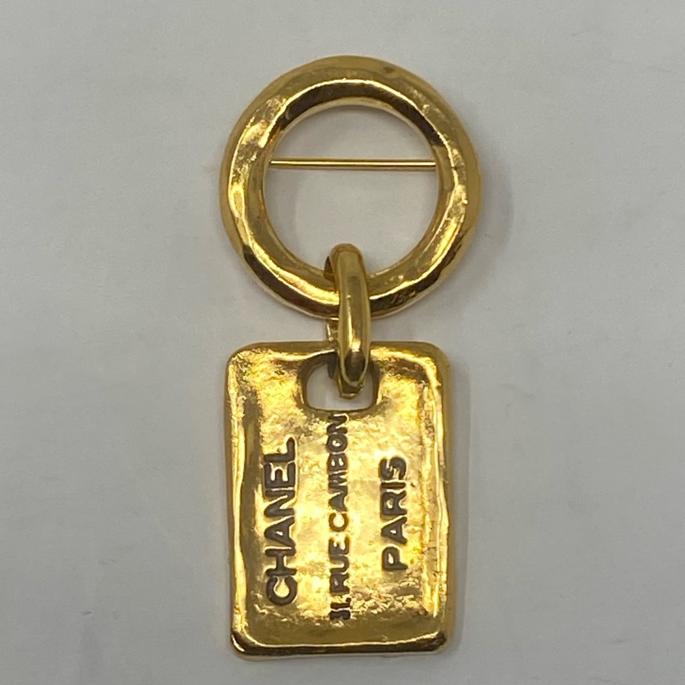 Vintage Chanel 31 Rue Cambon Plaque Gold Plated Brooch Pin